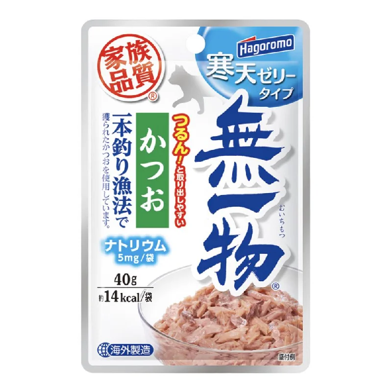    - High-fiber cat food  Hagoromo Muichimotsu Pole & Line Katsuo with Agar Pouch Cat Food 40g x 12