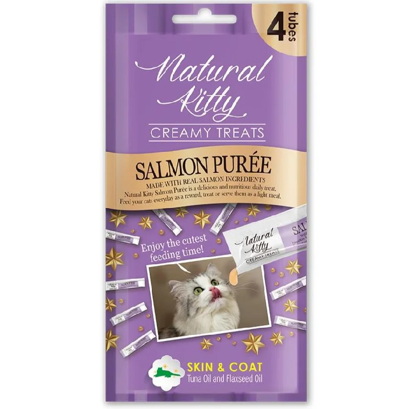    - Cat food for dental health  25% OFF: Natural Kitty Functional Skin & Coat Care Salmon Purée Creamy Liquid Cat Treats 48g