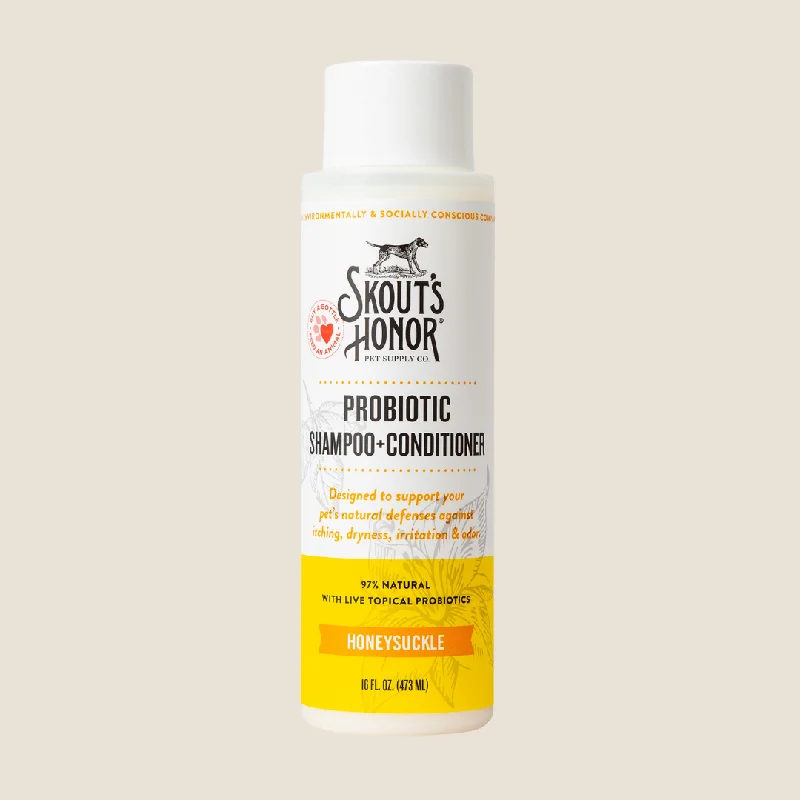 Pet shampoo: a shampoo specifically used to clean pet hair,Skout's Honor - Honeysuckle Probiotic Shampoo & Conditioner