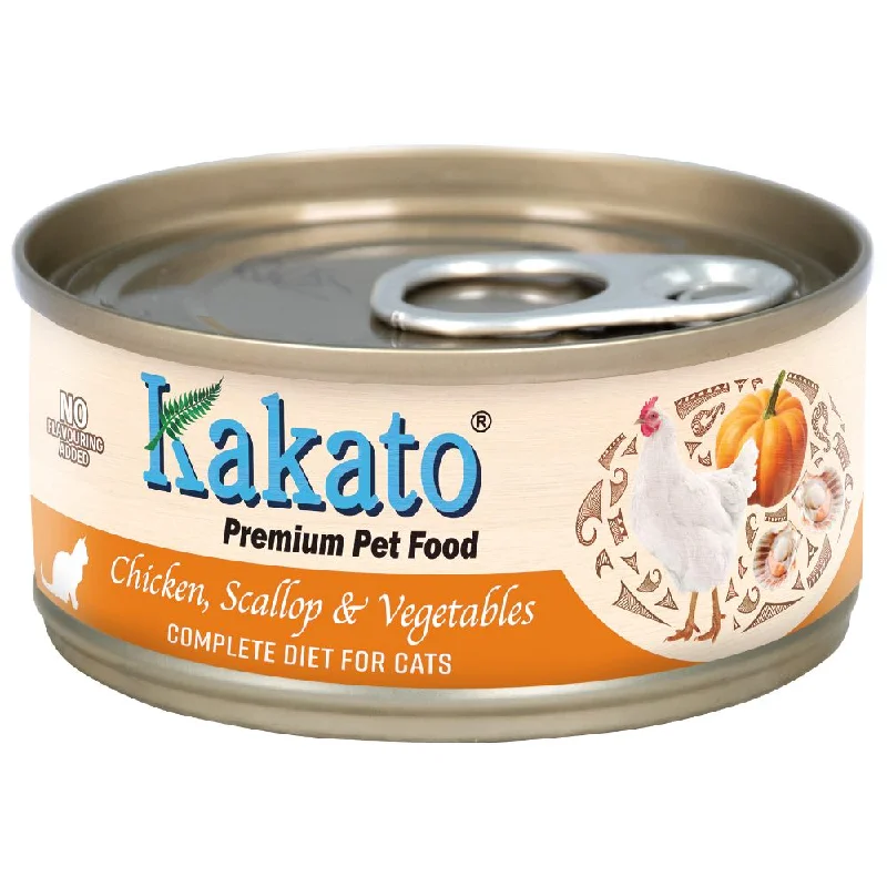    - Fish-based cat food  Kakato Complete Diet Chicken, Scallop & Vegetables Canned Cat Food 70g