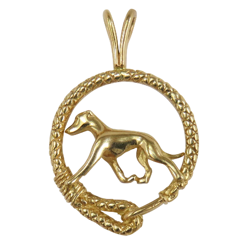 Solid 14K Gold Whippet Leash Pendant