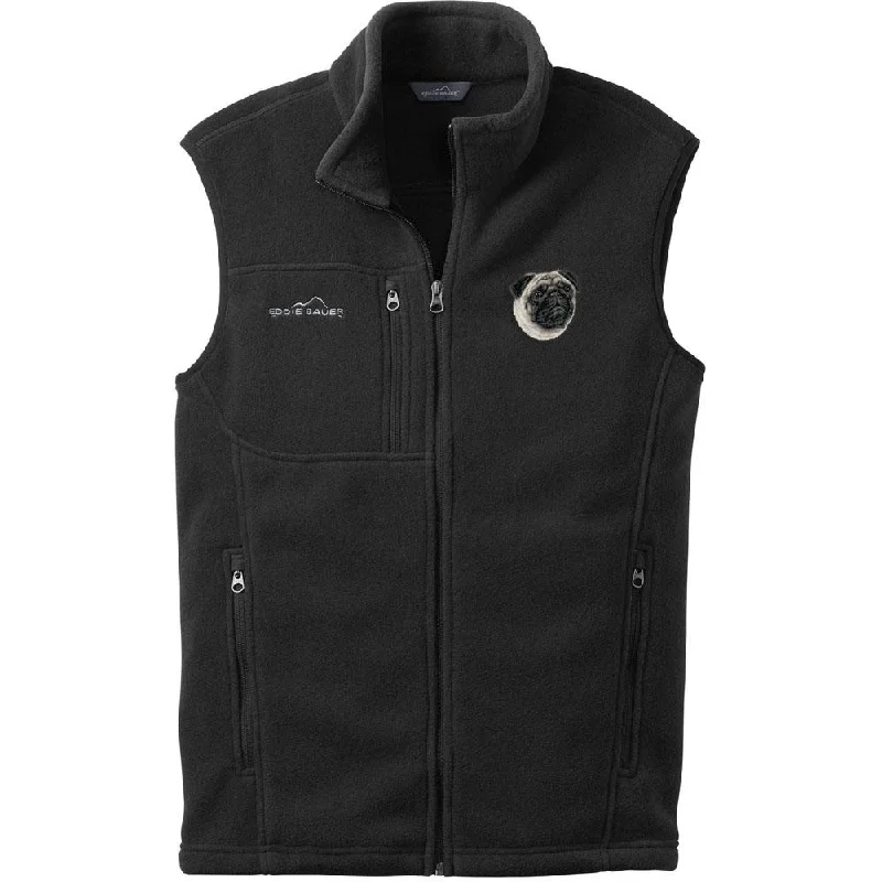 Pug Embroidered Mens Fleece Vest