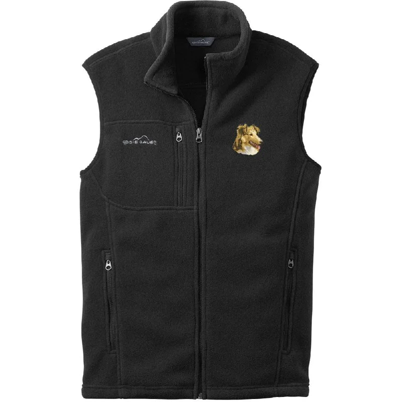 Shetland Sheepdog Embroidered Mens Fleece Vest