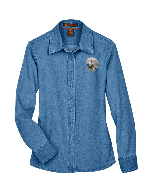 Kuvasz Embroidered Ladies Denim Shirts