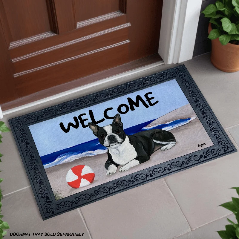 Boston Terrier Lying Welcome Mat