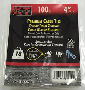 K-T Industries 4" Ultra Light Duty, Natural, 100/Pk