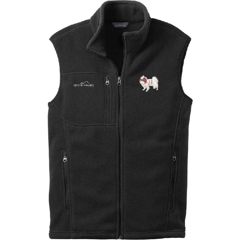 Japanese Chin Embroidered Mens Fleece Vest