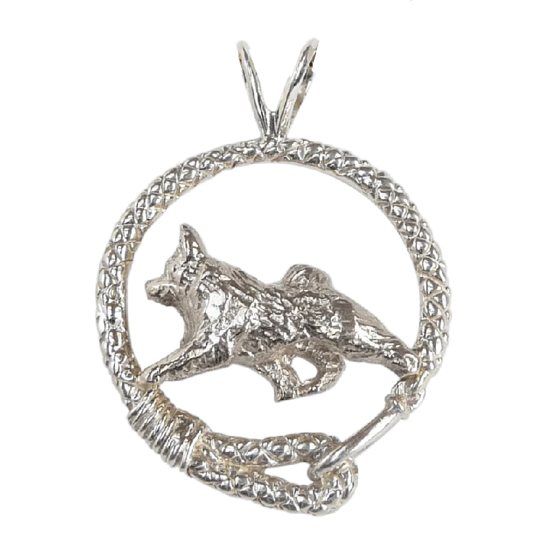 Norwegian Elkhound in Solid Sterling Silver Leash Pendant