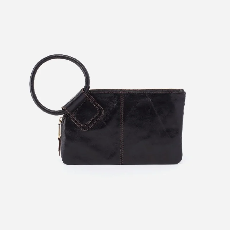 HOBO : Sable Black Leather Wristlet Clutch