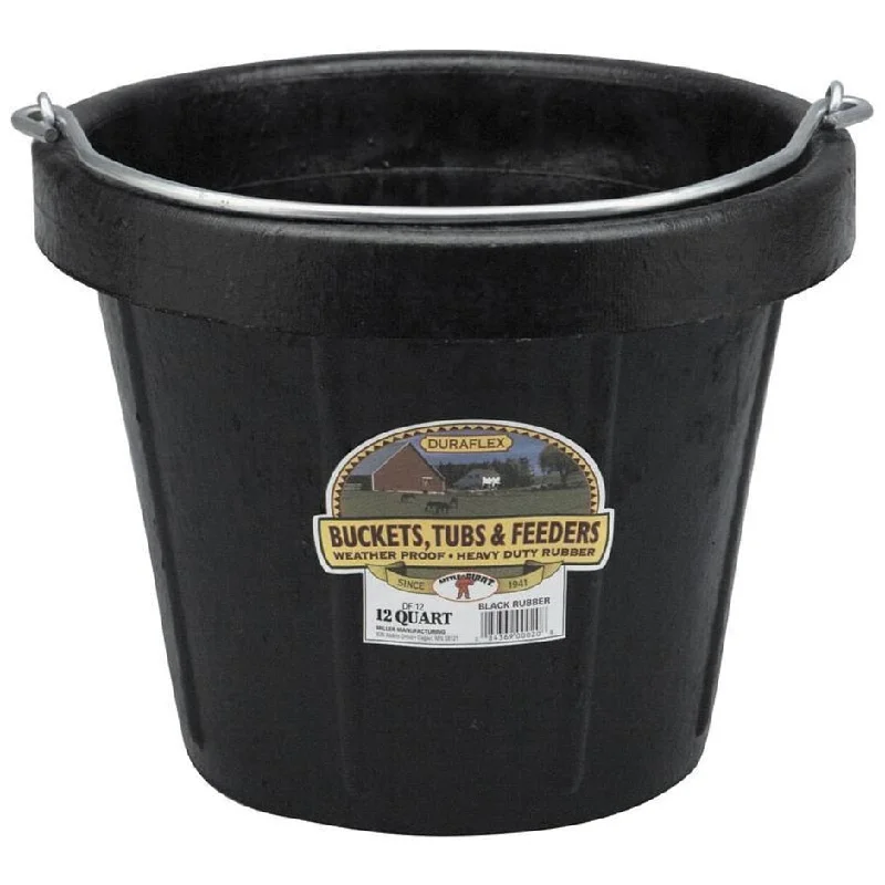 LITTLE GIANT DURAFLEX RUBBER ROUND BUCKET (12 QT, BLACK)