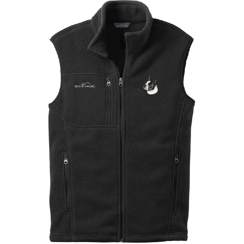 Boston Terrier Embroidered Mens Fleece Vest