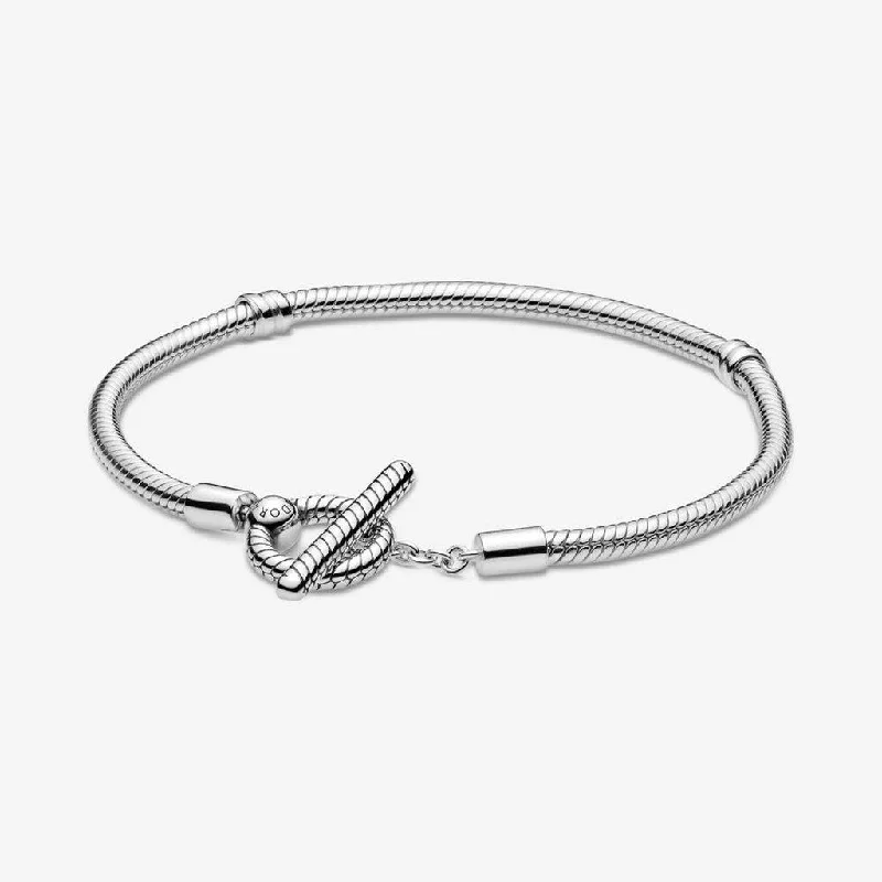 PANDORA : Pandora Moments T-Bar Snake Chain Bracelet in Sterling Silver