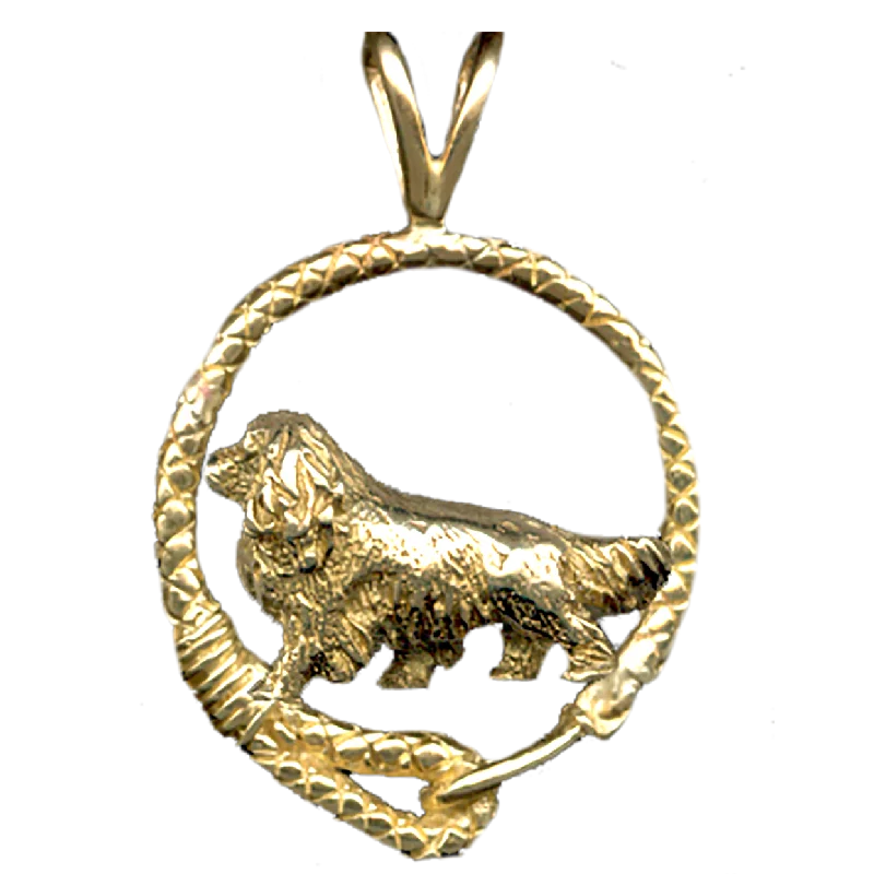 Solid 14K Gold Cavalier King Charles Spaniel Leash Pendant