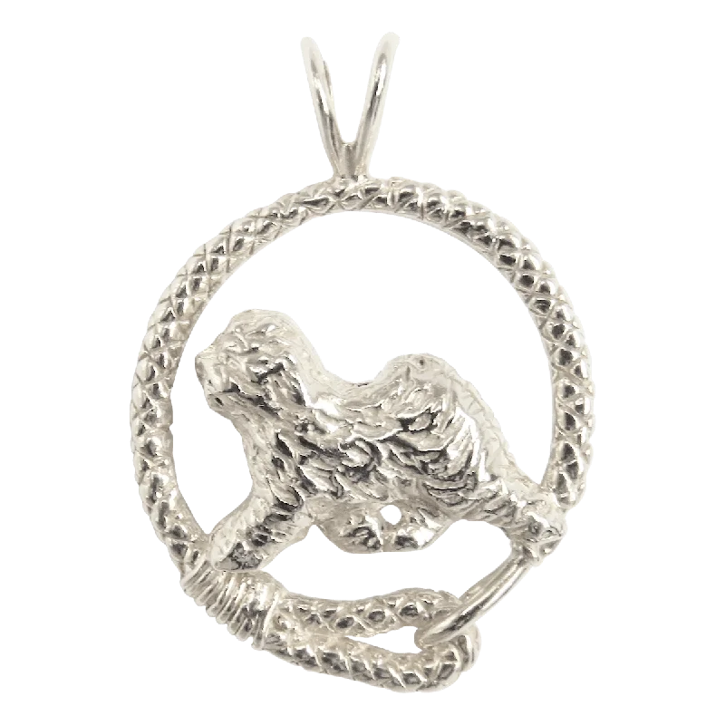 Old English Sheepdog in Solid Sterling Silver Leash Pendant