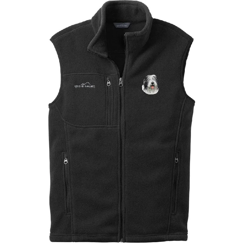 Old English Sheepdog Embroidered Mens Fleece Vest