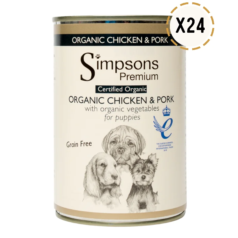 24 x 400g Tins of Certified Organic Puppy Food for Dogs