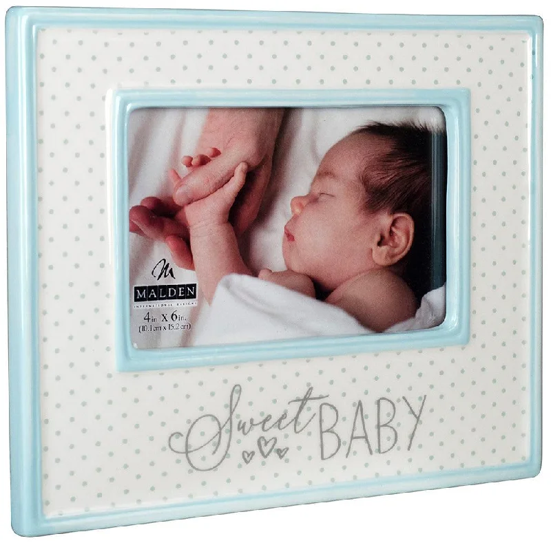 Malden : 4X6 Aqua Sweet Baby Ceramic Picture Frame