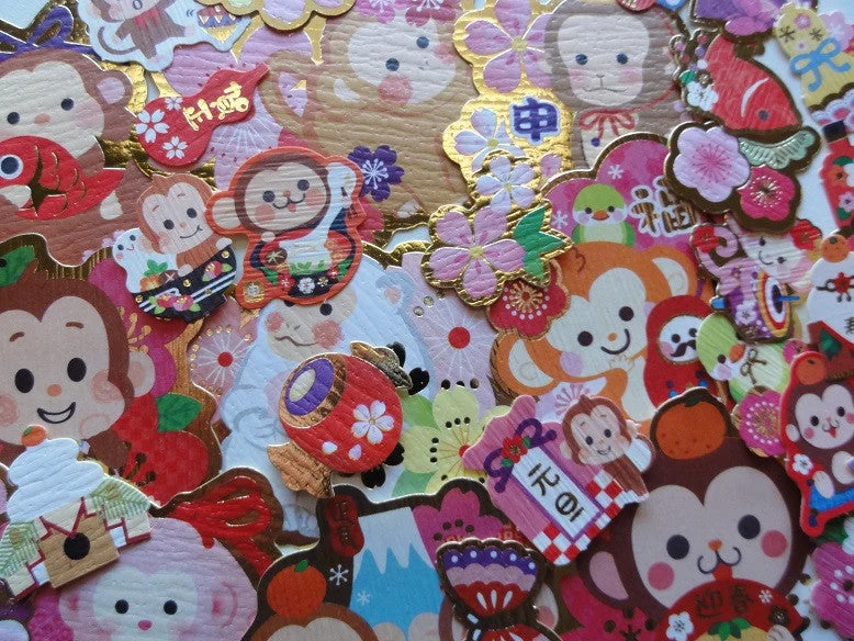 Year of Monkey Japan Washi Flake Stickers