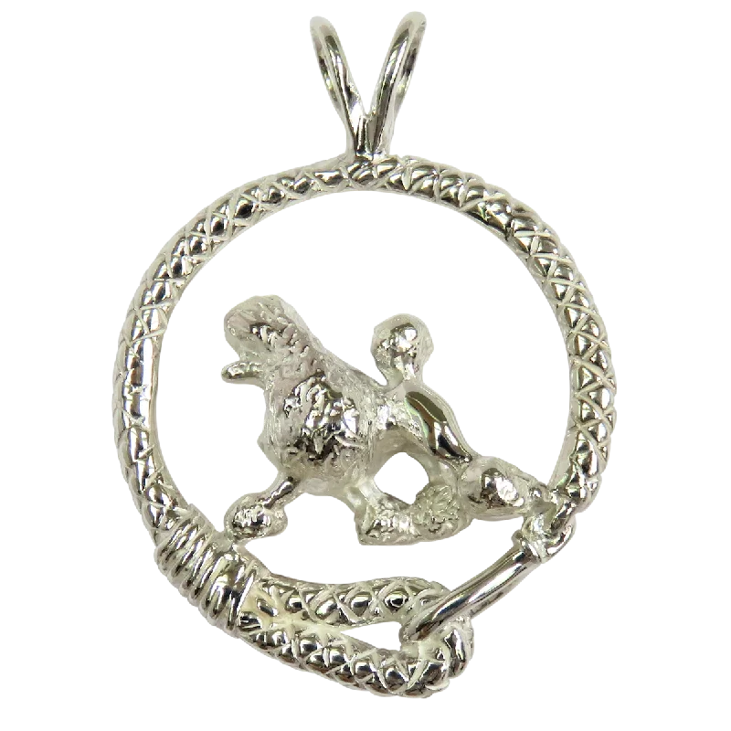 Poodle in Solid Sterling Silver Leash Pendant