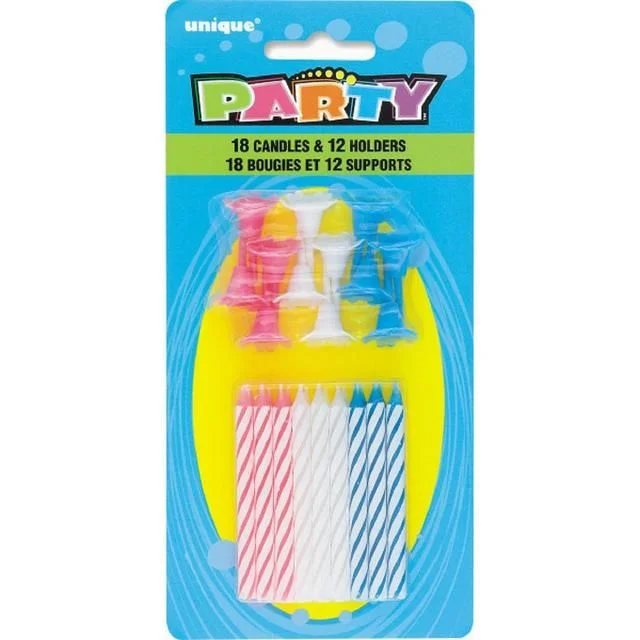 Assorted Birthday Candles   18 per pack