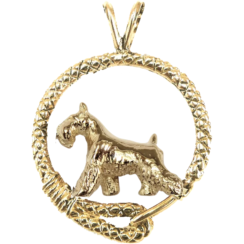 Solid 14K Gold Miniature Schnauzer Leash Pendant