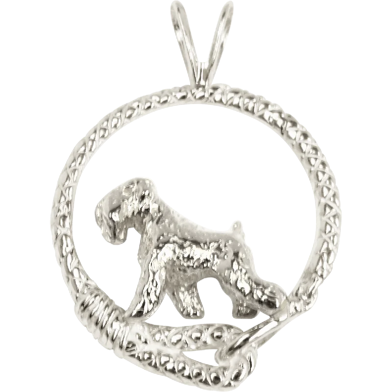 Soft Coated Wheaten Terrier in Solid Sterling Silver Leash Pendant