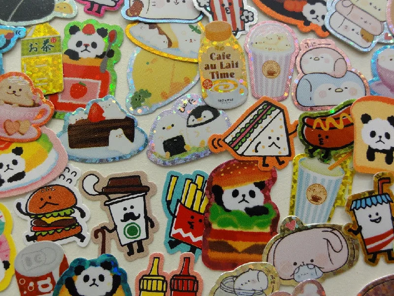 Cute Kawaii Junk Food Marshmallow Soda Rice Ball theme Flake Stickers - 44 pcs