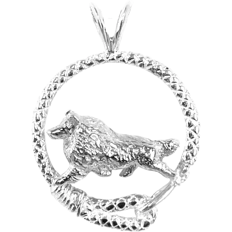 Shetland Sheepdog in Solid Sterling Silver Leash Pendant