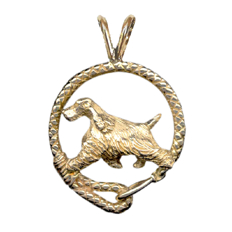 English Cocker Spaniel Solid 14K Gold  Leash Pendant