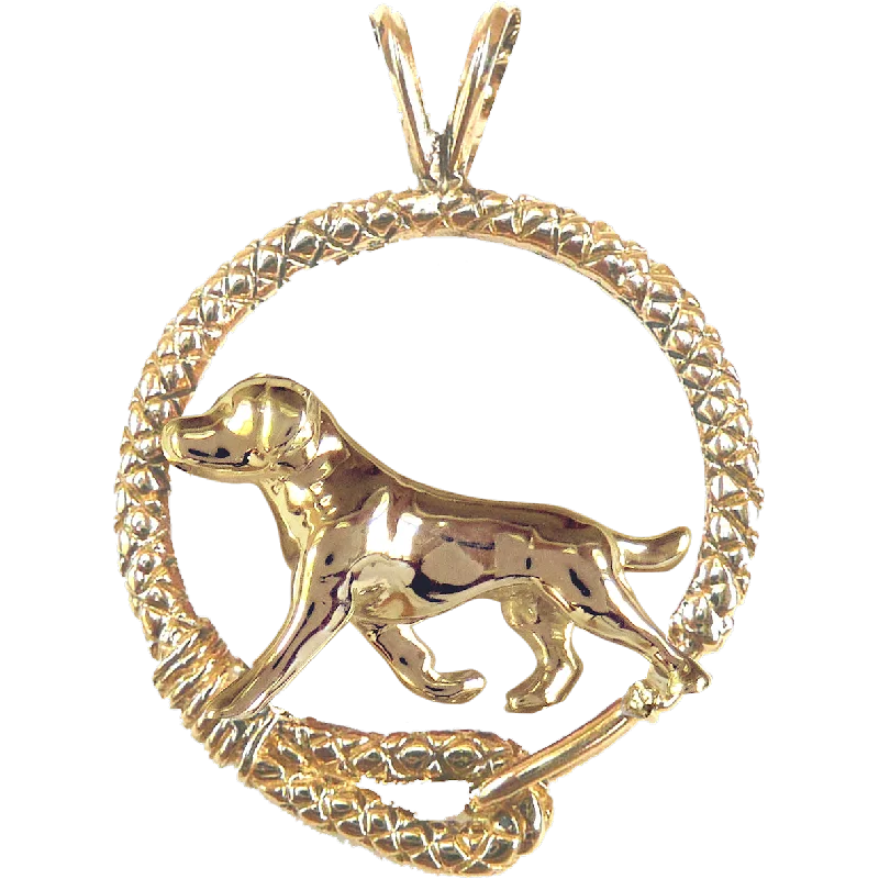 Solid 14K Gold Labrador Retriever Leash Pendant