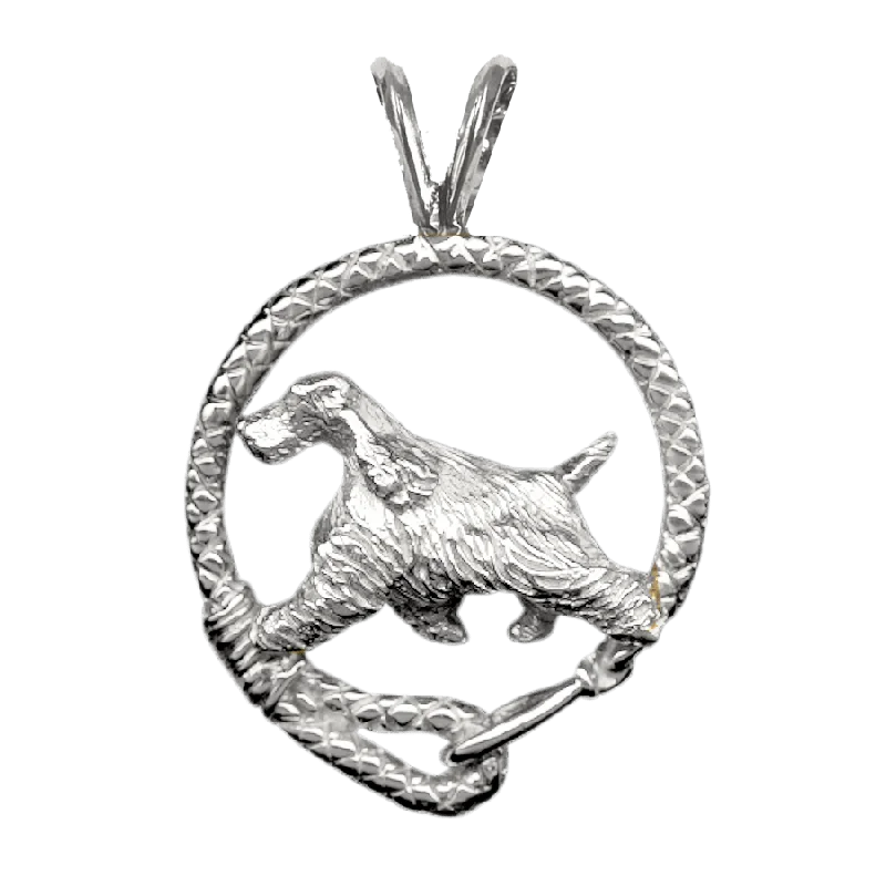 English Cocker Spaniel in Solid Sterling Silver Leash Pendant