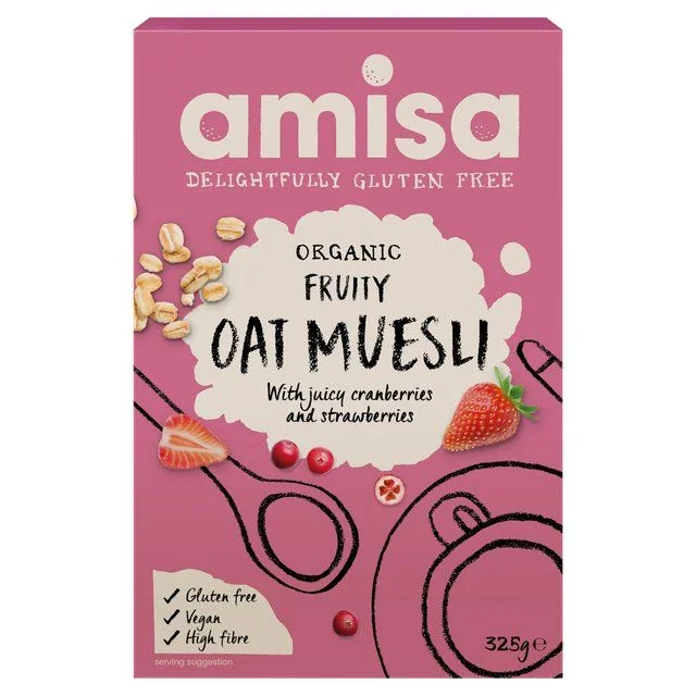 Amisa Organic Gluten Free Fruity Oat Muesli   325g