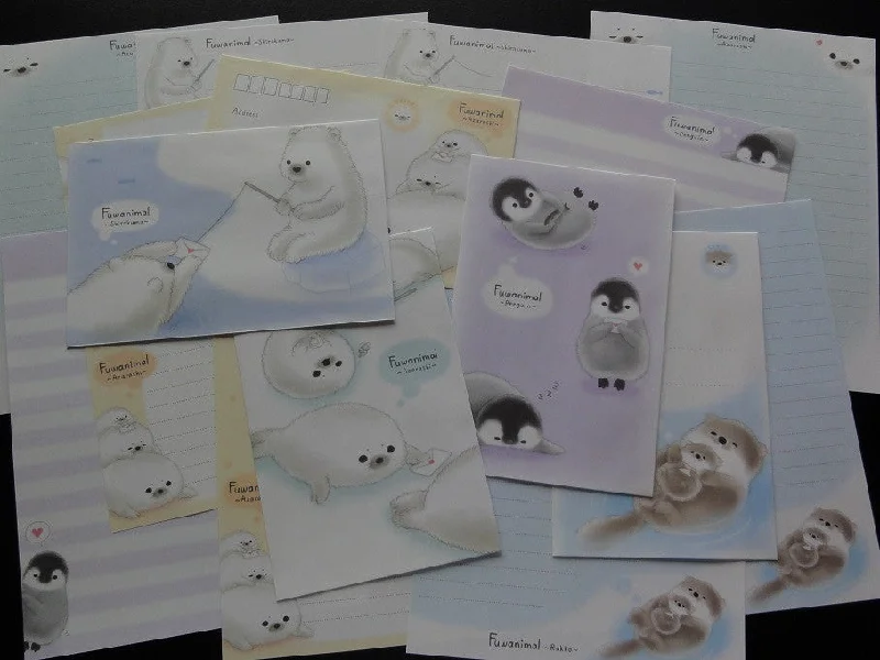 Kawaii Cute Kamio Fuwanimal Penguin Seal Otter Letter Sets