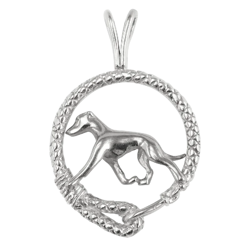 Italian Greyhound in Solid Sterling Silver Leash Pendant