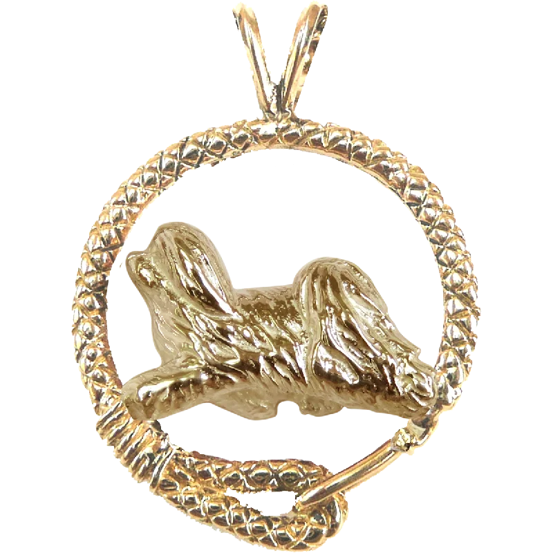 Solid 14K Gold Havanese Leash Pendant