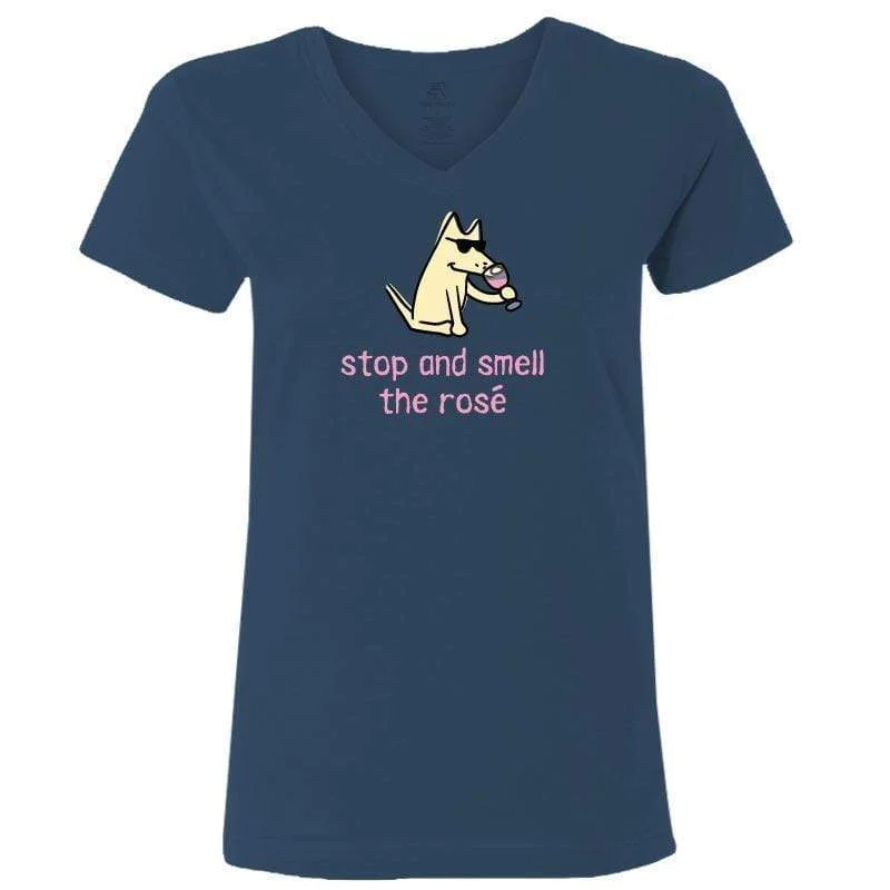 Stop And Smell The Rosé - Ladies T-Shirt V-Neck