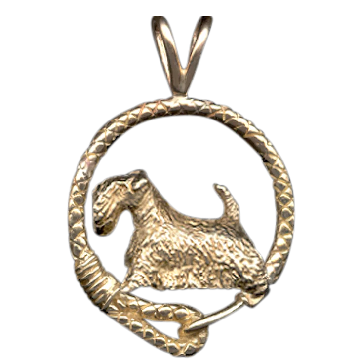 Solid 14K Gold Sealyham Terrier Leash Pendant