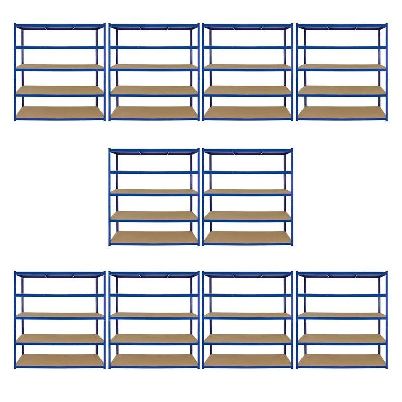 Steel Shelving Units 180cm - Blue Heavy Duty Set Of Ten Extra Wide T-Rax 160cm by Raven