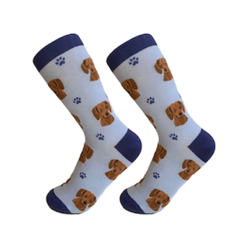 Dog Breed Crew Socks - Red Dachshund