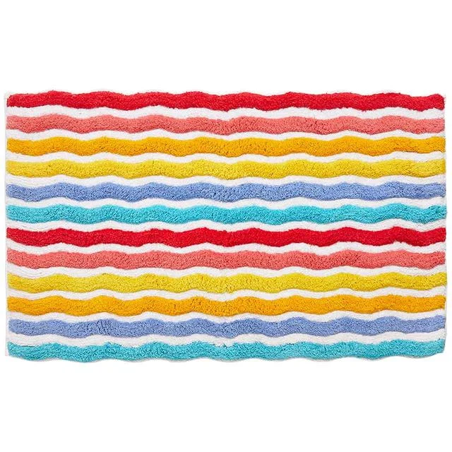 M&S Pure Cotton Rainbow Squiggle Bath Mat