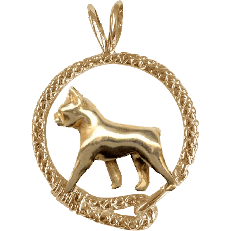 Boston Terrier Solid 14K Gold  Leash Pendant