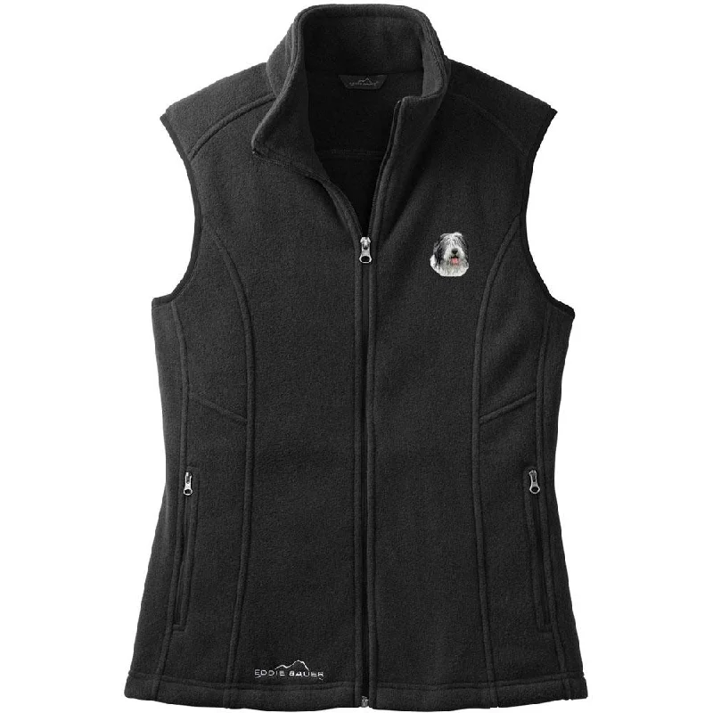 Old English Sheepdog Embroidered Ladies Fleece Vest