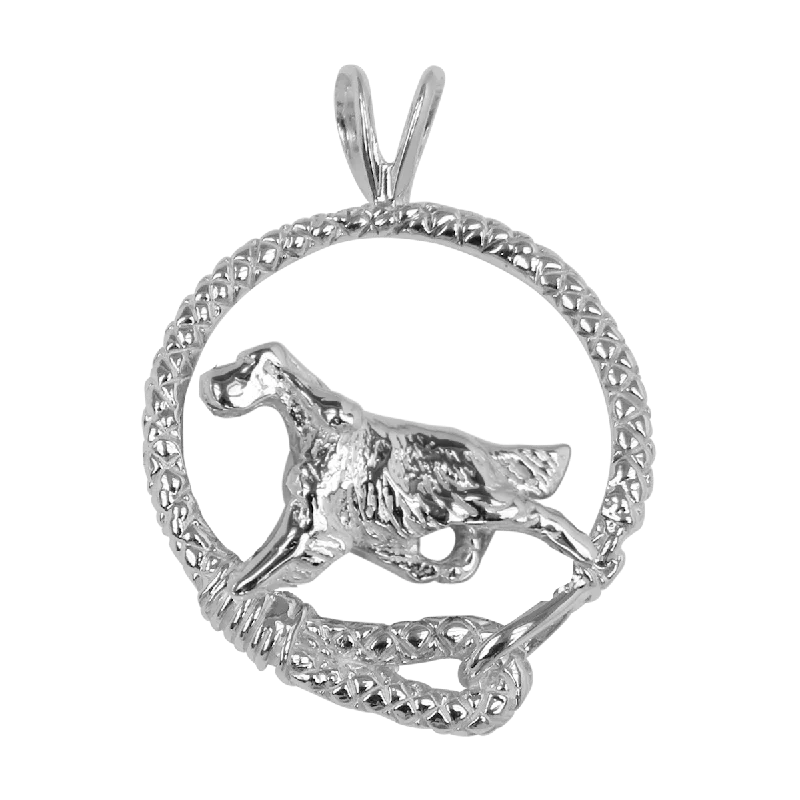 Gordon Setter in Solid Sterling Silver Leash Pendant