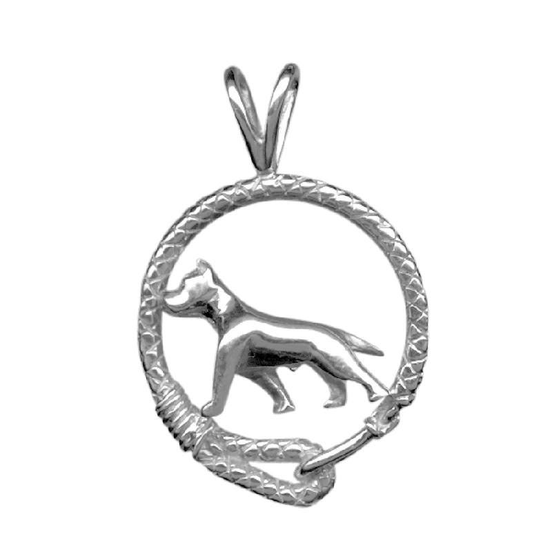 American Staffordshire Terrier in Solid Sterling Silver Leash Pendant