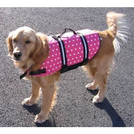 Paws Aboard Pink Polka Dot Dog Life Jacket (Fido Pet)