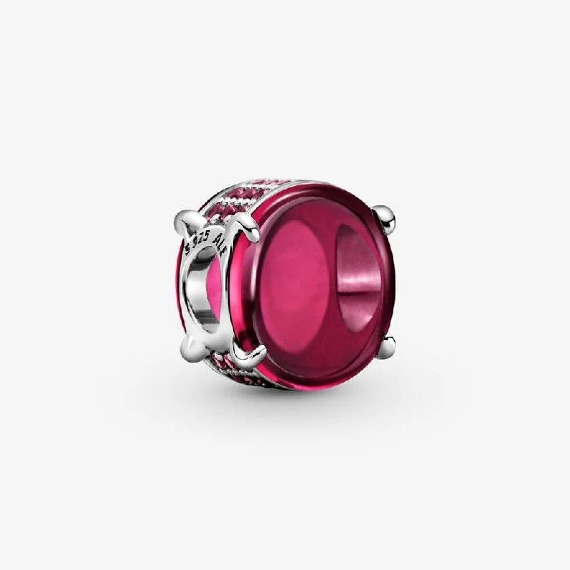 PANDORA : Fuchsia Rose Oval Cabochon Charm