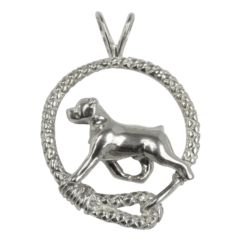 Rottweiler in Solid Sterling Silver Leash Pendant