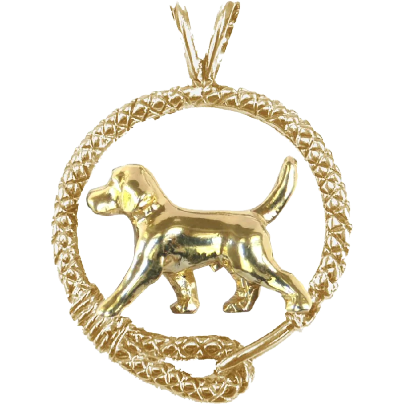 Solid 14K Gold Beagle Leash Pendant