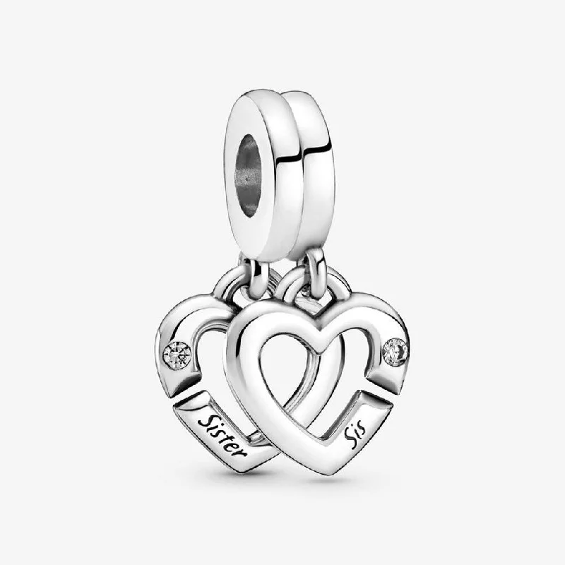 PANDORA : Linked Sister Hearts Split Dangle Charm