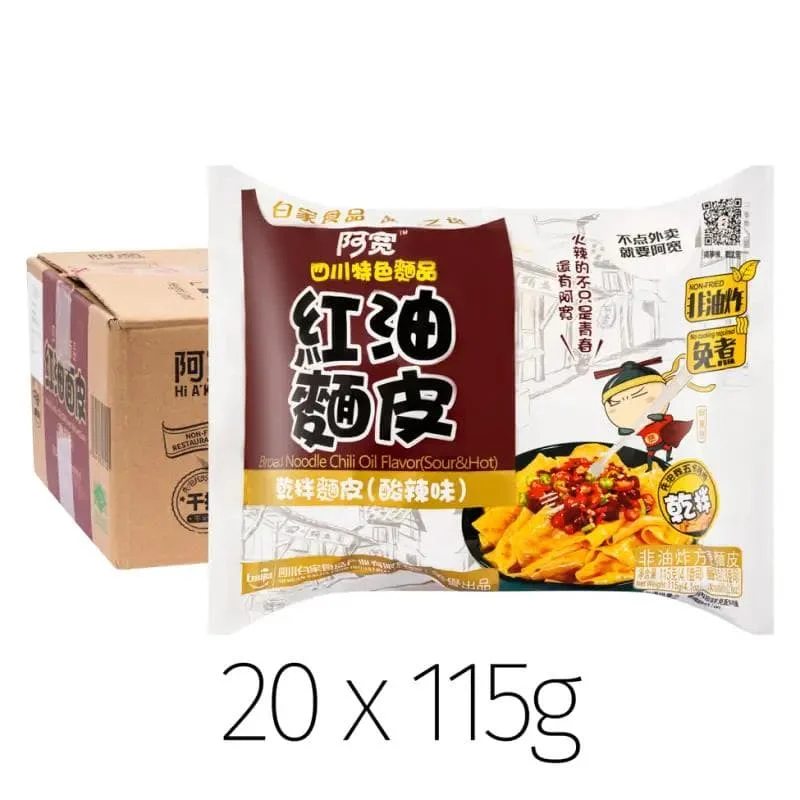 Bai Jia instant Broad Noodle (Hot and Sour Chilli Oil Flavour) - Case of 20 白家阿寬 红油麵皮 (酸辣味) - 原箱20包